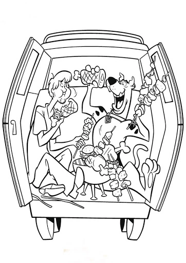 Shaggy and Scooby are Barbecuing coloring page